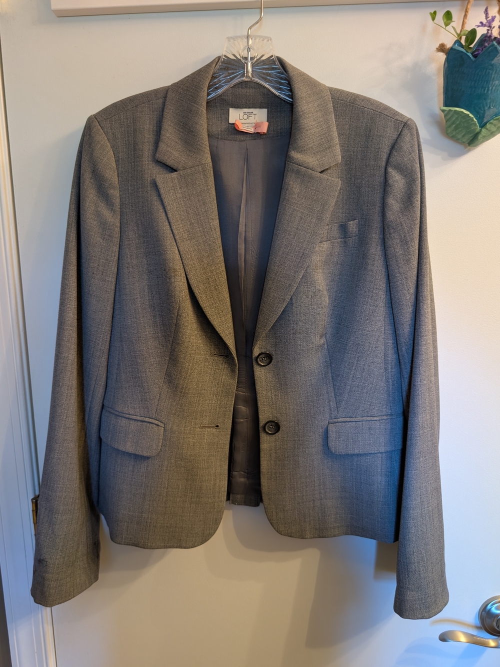LOFT Gray Women's Two-Button Tailored Blazer Jacket